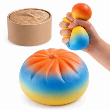 AMZ Orange Yellow Blue Gradient Squishy Bao Bun Slow Rising Stress Toy