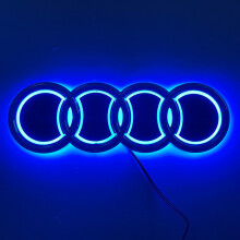 (18.0X5.8cm Blue)For Audi Q5 A3 A5 5D LED Car Emblem Light Cold Luminous Rear Logo Lamp Exterior Modification