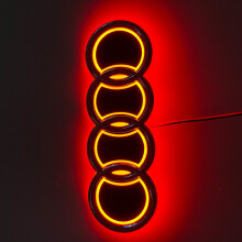 (18X5.8cm Red)For Audi Q5 A3 A5 5D LED Car Emblem Light Cold Luminous Rear Logo Lamp Exterior Modification