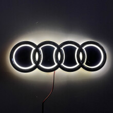 (18X5.8cm White)For Audi Q5 A3 A5 5D LED Car Emblem Light Cold Luminous Rear Logo Lamp Exterior Modification