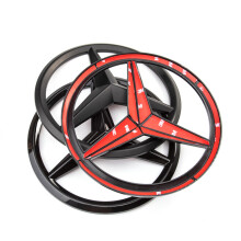 (Bright black-21cm)1pc 188mm/210mm ABS Car Front Grille Badge Decal Cover Emblem For Benz W204 W205
