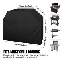 (Μαύρο) Κάλυμμα BBQ 147x61x122CM Κάλυμμα μπάρμπεκιου αερίου για Weber BBQ Char Broil Outback Αδιάβροχο
