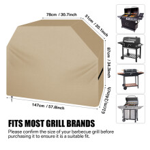 (Χακί) Κάλυμμα BBQ 147x61x122CM Κάλυμμα BBQ αερίου για Weber BBQ Char Broil Outback Αδιάβροχο Βαρέως