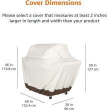 (152x66x127cm)Waterproof Gas Grill Cover, 4200D Oxford Heavy-Duty Beige, for Large Outdoor BBQ & Oven