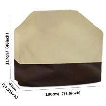 (420D 190x61x117cm)420D Oxford Cloth Outdoor BBQ Cover Waterproof Oven Cover Anti-Dust Beige Grill Cover