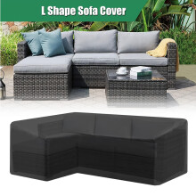 (black,200X270X82x90x72)L-shaped outdoor sofa cover, windproof and UV-resistant polyester outdoor furniture