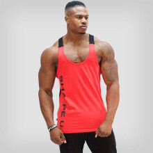 (Red,XL)Gym Herren Muskel Ärmellos Tank Top T-Shirt Bodybuilding Sport Fitness Weste