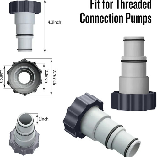 (3pcs)Intex Pool Hose Adapter & Connector 1-4Pcs Threaded for Above Ground Pool Pump Filter System Universal 2