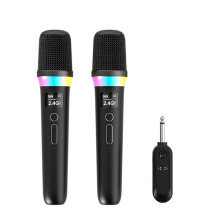 1 to 2 Wireless Microphone with Receiver AI Speaker Microphone Multi Sound Effect Mixer System for Karaoke Black