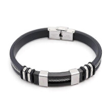 Black Oveallgo Sugarfirm Wristband Unisex Titanium Stainless Steel Bracelet, Durable & Stylish for All Genders
