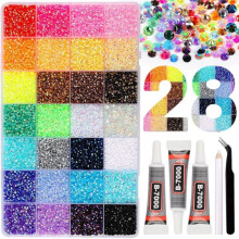 28 Farben Harz-Gelee-Strasssteine, Glitzer-Set, 3 mm, 30.000 Stück, Flache Strasssteine für Nägel, Kleidung, Schuhe, Kunstbuch