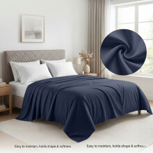 (Double, Navy Blue) LUXOR 100% Egyptian Cotton 200 Thread Count Flat Bed Sheet - Soft Hotel Quality Cotton Sheet UK