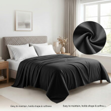 (King, Black) LUXOR 100% Egyptian Cotton 200 Thread Count Flat Bed Sheet - Soft Hotel Quality Cotton Sheet UK