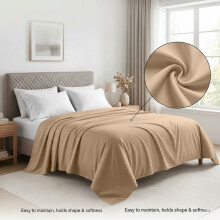 (King, Beige) LUXOR 100% Egyptian Cotton 200 Thread Count Flat Bed Sheet - Soft Hotel Quality Cotton Sheet UK