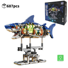 (687 stuks) Mechanische bouwblokken voor zeedieren: beweegbare walvis, octopus, manta, haai, piranha,