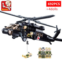 (Blackhawk, bez pudełka) 692 sztuki wojskowych klocków do budowy samolotu ratunkowego UH-60L, helikopter