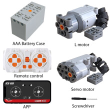 (Zestaw 29) Części techniczne Power Functions Zestaw silników Serwosilniki Skrzynka na baterie litowe