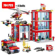 (784 szt. - bez pudełka) Straż pożarna, wóz drabinowy, helikopter, samochód, łódź ratunkowa, strażak,