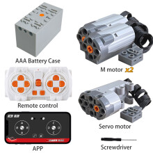 (Zestaw 28) Części techniczne Power Functions Zestaw silników Serwosilniki Skrzynka na baterie litowe
