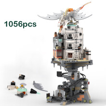 (bez pudełka) Zestaw klocków budowlanych Wizard Tower Magic World Dragon MOC Klocki Zabawki dla dzieci