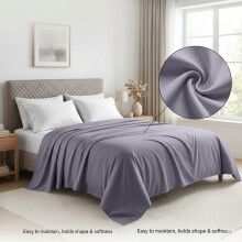(Double, Grey) LUXOR 100% Egyptian Cotton 200 Thread Count Flat Bed Sheet - Soft Hotel Quality Cotton Sheet UK