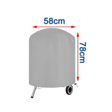 (210D 58x78cm) Ronde hoes voor buitenbarbecue, 210D Oxford-stof, grijze grillhoes, hoes voor vuurkorf,