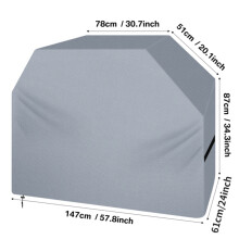 (Grijze) Barbecuehoes met klittenband, grote barbecuehoes, winddicht, UV-bestendig, 147x61x122 cm, 190D,