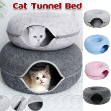 (Pink,M)Letto Tunnel Gatto Feltro Pet Cucciolo Nido Caverna Casa Ciambella Rotonda Gioco Giocattolo Interattivo