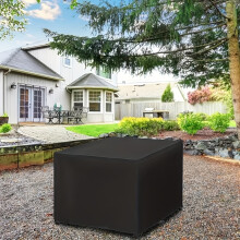 (zwart) Waterdichte vierkante vuurkorfhoes met trekkoord - Duurzaam 210T polyester, geschikt voor barbecueën