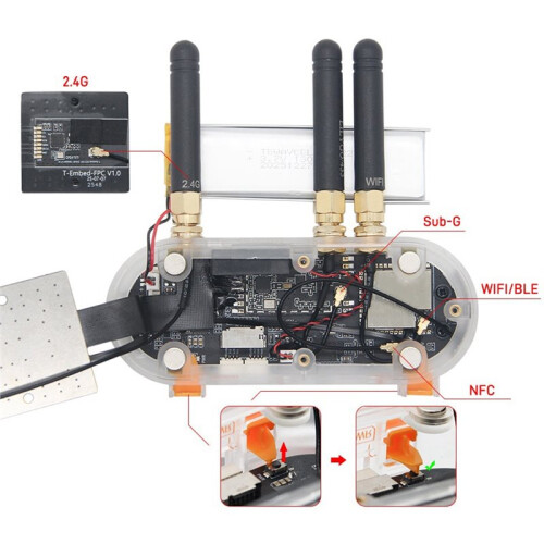 For T-Embed CC1101  Case External Antenna Upgrade Shell Kit with Antenna for Internal Antenna Version B 2