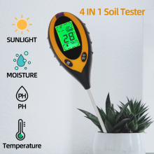 (4-in-1) 4-in-1 bodemtester met pH-waarde, vochtigheidsgraad en temperatuurmeting voor bloemen. Geschikt