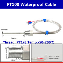 (PT1-8) Waterdichte PT100 temperatuursensor RTD-sonde, roestvrij staal, industriële schroefdraad, zeer
