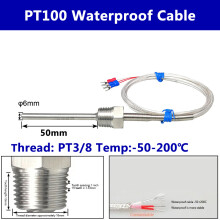 (PT3-8) Waterdichte PT100 temperatuursensor RTD-sonde, roestvrij staal, industriële schroefdraad, zeer