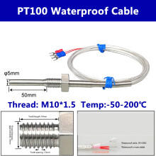 (M10-1.5) Waterdichte PT100 temperatuursensor RTD-sonde, roestvrij staal, industriële schroefdraad,