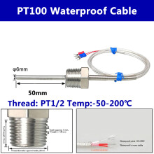 (PT1-2) Waterdichte PT100 temperatuursensor RTD-sonde, roestvrij staal, industriële schroefdraad, zeer