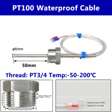 (PT3-4) Waterdichte PT100 temperatuursensor RTD-sonde, roestvrij staal, industriële schroefdraad, zeer