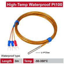 (B-3m-50-350) Cryogene RTD-sensorprobe -200~260C 4x30mm Waterdicht roestvrij staal voor vloeibare stikstofvriezers