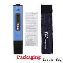 (Blauwe lederen uitvoering) Draagbare LCD digitale TDS waterkwaliteitsmeter, watertestpen, filtermeter,