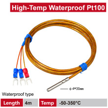 (B-4m-50-350) Cryogene RTD-sensorprobe -200~260C 4x30mm Waterdicht roestvrij staal voor vloeibare stikstofvriezers