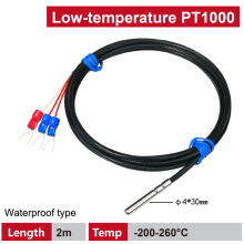 (PT1000-2m) Cryogene RTD-sensorprobe -200~260C 4x30mm Waterdicht roestvrij staal voor vloeibare stikstofvriezers