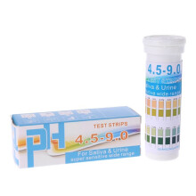 (-)Nieuwe verpakking met 150 teststrips in een flesje, pH-testpapier met een bereik van 4,5-9,0 voor