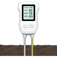 (Wit) 3-in-1 digitale LCD-bodemtester pH/vocht/temperatuur zeer nauwkeurige bodemmeter met achtergrondverlichting