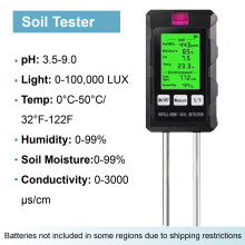 (Tester gleby 6 w 1) SPH030 6 w 1 cyfrowy tester gleby, pH, wilgotność, żyzność, światło, temperatura,