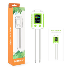 (6-in-1 bodemtester) Bodem-pH-meter 6-in-1 bodemtester, vruchtbaarheids- en vochtigheidssensor, licht-,