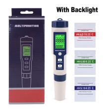 (Met achtergrondverlichting) EZ-9909 Waterkwaliteitsmeter: pH, zoutgehalte, totale opgeloste stoffen,