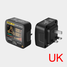 (VK) Digitale stopcontacttester met slim LCD-scherm, NCV-test, spanningsdetector, EU, VS, VK, stekker,