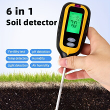 (Beige) 6-in-1 digitale bodemtester, multifunctionele bodemvruchtbaarheidsmeter, pH-waarde, temperatuur,