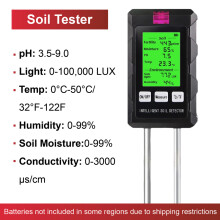(Bodemtester-6-in-1) SPH030 Draaibare 6-in-1 digitale bodemtester voor pH, vochtgehalte, temperatuur,