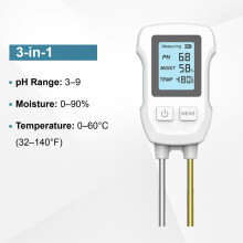 (3-in-1) 5-in-1 bodemtester op batterijen met pH-, vocht-, temperatuur-, vruchtbaarheids- en lichtmeter,