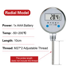 (Radiaal 10 cm) LCD-110 Digitale bimetaalthermometer met LCD-display, industriële, zeer nauwkeurige